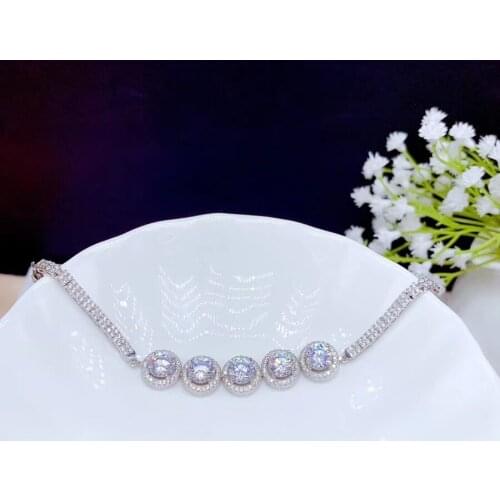 2020 newest moissanite bracelet for women necklace shiny better than diamond real 925 silver GRA certificate girl birthday gift