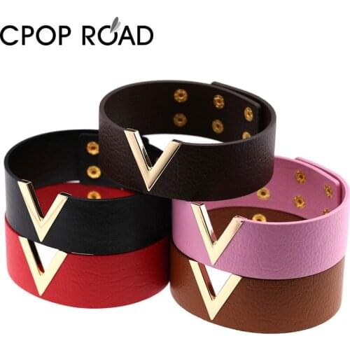 Cpop Egirl Night Club Gold V Choker Necklace for Women Black Faux Leather Punk Sexy Collar Choker Party Jewelry Accessories New