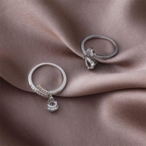 2021 Women Ring Gift With Waterdrop Pendant Accessories Adjustable Ring For Women Simple Fashion Personality Rings High Quality