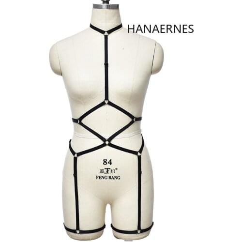 Womens Sexy Black Lingerie Gothic Halter Body Harness Caged Bra Crop Top Strappy Female Gothic Punk Adjustable Underwear Set