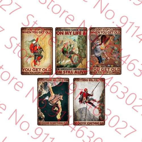 Climbing Metal Tin Sign Pub Bar Rock Climbing Sports Decoration Tin Sign Shabby Chic Home Decor Plaque Wall Art Man Cave
