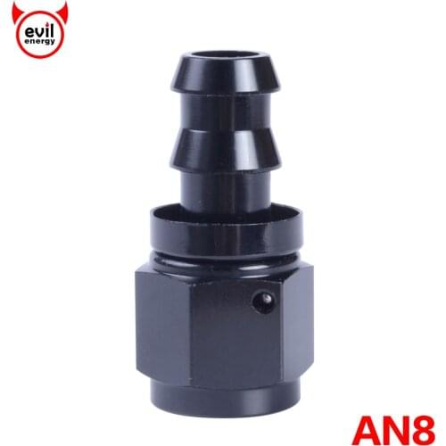 Evil energy-AN8 0 Degree Fuel Push-On Fitting Reusable Hose End Aluminum Oil Fuel Line Adapter AN Fitting Oil Cooler Kits Black