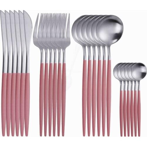 Gold Dinnerware Set Matte Fork Spoon Knife Cutlery Set Stainless Steel Western Silverware 24Pcs Tableware Set for Kitchen