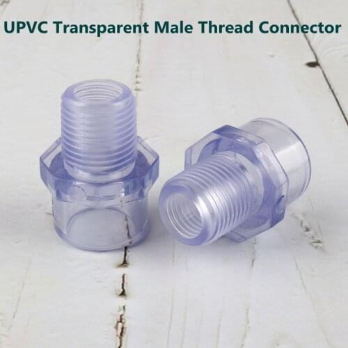 1/2"To 2" UPVC Transparent Male Thread Straight Connectors Water Pipe Quick Equal Connector Garden Irrigation Fittings