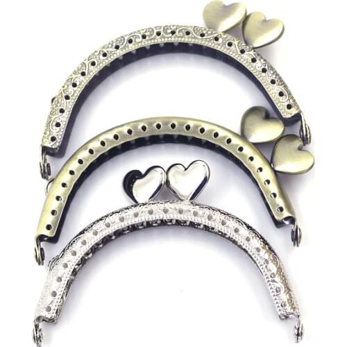 10PCS 8.5cm Arch Heart Head Metal Purse Frames Kiss Clasps Handbag Handles Lock DIY Crafts Luggage Bag Accessories Replace Parts