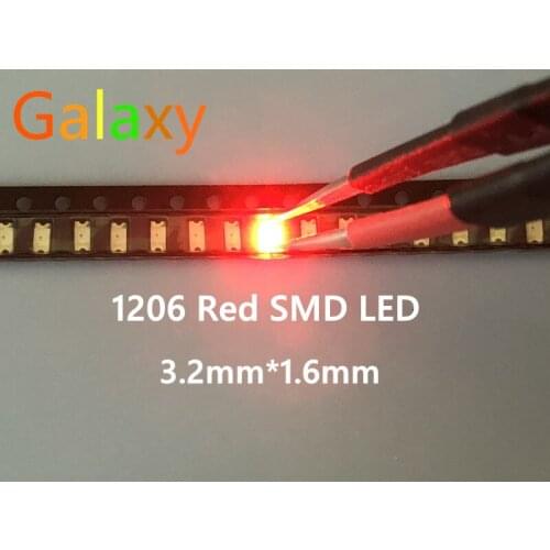 100PCS Free Shipping 1206 red light light-emitting diode SMD LED 3216 Diodes SMD 1206 led 620-625NM 100-120MCD 2,0-2.6V 3.2*1.6