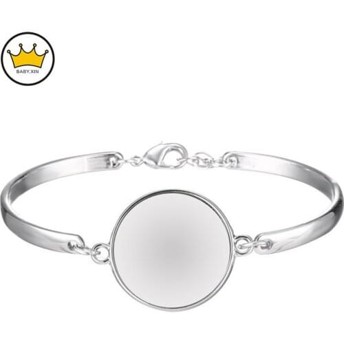 2PCS Time Gem DIY Bracelet Stainless Steel Base Settings Round Cabochons 20 25mm Cameo Bracelets Bezel Trays Blanks for Jewelry