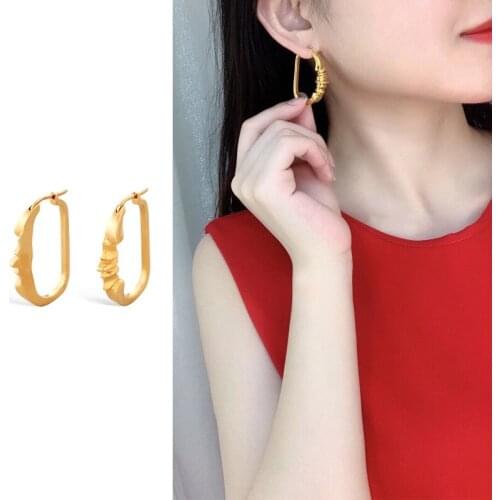 2020 Vintage Irregular Geometric Earrings for Women Gothic Jewelry Oval Metal Hoop Earring Female Brincos Gold Punk Bijoux