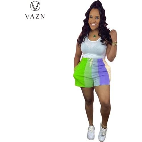 VAZN 2021 INS Patchwork Nature Free Daily Tracksuits Casual Joker Short Pants Fashion Young Women Slim Short Pants