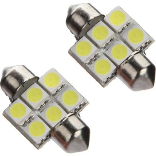 2X 31mm 6 SMD 5050 LED Car Interior e Festoon C5W Super White Light Lamp Bulb