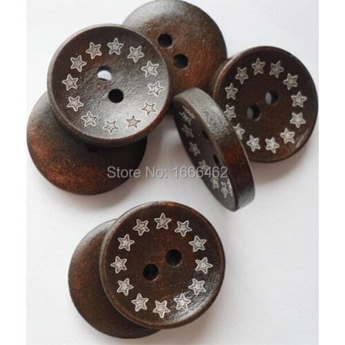 50pcs/lot 20mm Laser marking Knotbow paint wood buttons,Sewing wooden buttons garments accessory wholesale C-3