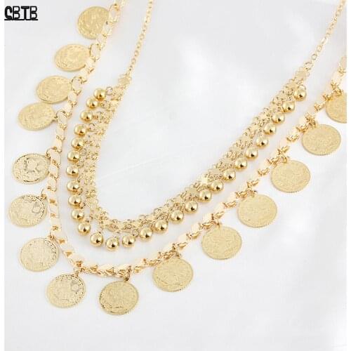 Arab Gold Jewelry Ladies Noble Temperament Coin Pendant Necklace Islam Muslim Middle East Wedding Jewelry Gift Wholesale