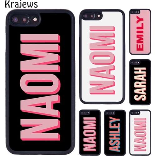 Krajews Pink PERSONALISED CUSTOM Name INITIALS MONOGRAM Phone Case For iPhone 6 7 8 plus 11 12 Pro X XR XS Max Samsung S8 S9 S10