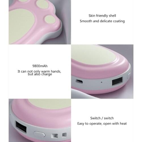 CPDD Portable Mini Cat Claw Electric Hand Warmer 9800mAh USB Charging Power Winter Warm Multipurpose Rechargeable Long Lasting