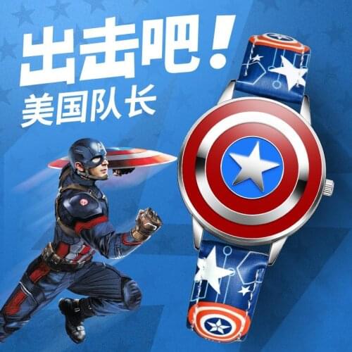 Kids watch Hero Captain America spiderman ironman watch Child Leather Quartz Flip Metal Case Watches Super Hero Boys Clock
