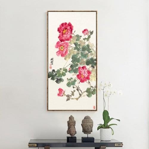EECAMAIL Diamond Painting Living Room Embroidery Vertical Version Porch Peony Flower Drill Cross Stitch Diamond Home Decor