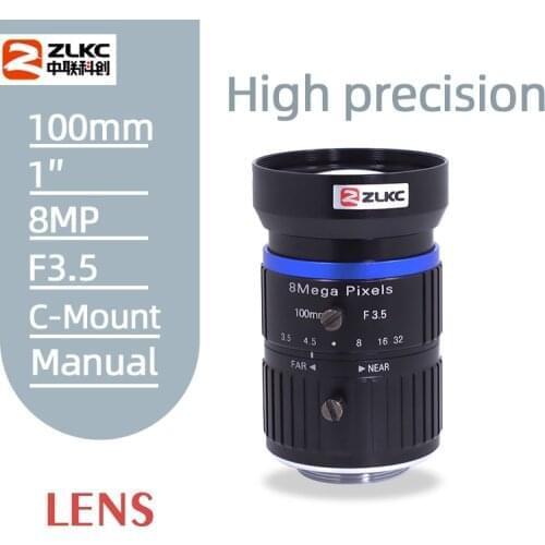 ITS lens C Mount 100mm 8.0MegaPixel 1inch sensor lens Intelligent Traffic Surveillance camera HD CCTV Lens F3.5 manual Iris LENS