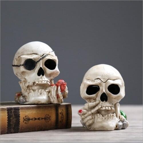HOMOSAPIENS SKULL STATUE FIGURINE HUMAN SHAPED SKELETON HEAD DEMON HOME DECOR /HALLOWEEN DECORATION