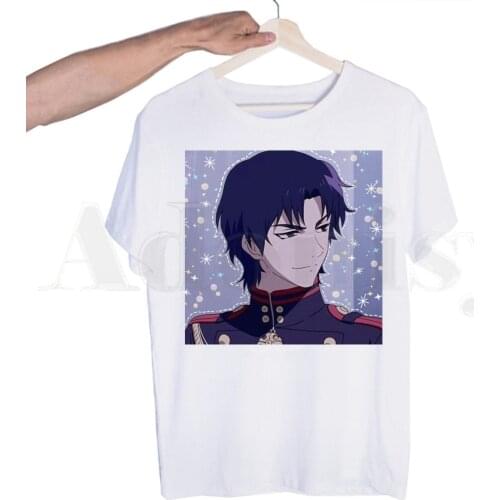 Seraph of The End Anime Hiiragi Shinoa Graphic T-shirt for Men Short Sleeve Men Tops T Shirt for Male White T Shirt Women Tees