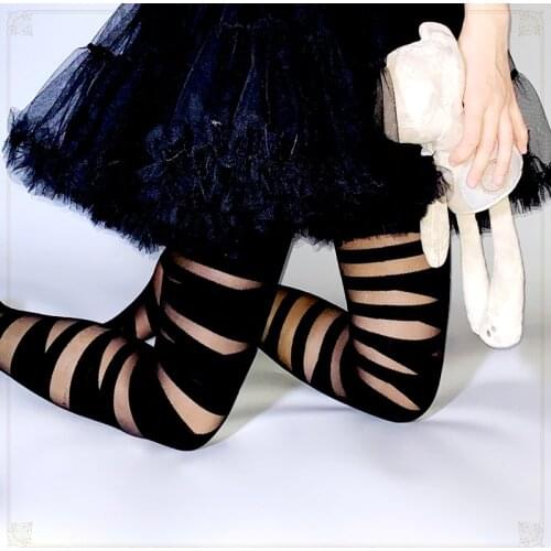 Gothic Yandere Cool Girl Thigh High Socks Japanese Lolita Silk Stocking Cosplay Mental hospital Bandage Dolls Punk Pantynose