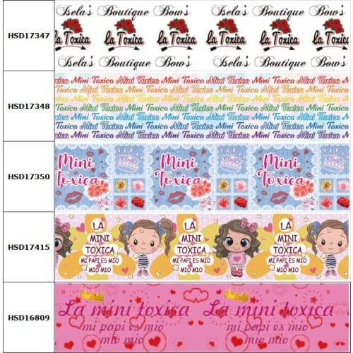 HSDCraft 22mm 25mm 38mm 75mm Mini Toxica Ribbon 3Inch Cartoon Printed Grosgrain Bow Ribbon For Diy Crafts Satin Grosgrain Ribbon