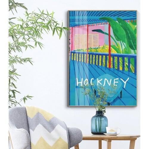 David Hockney art painting, abstract art decoration, Fujiyama flower series, antique art poster, living room art decoration