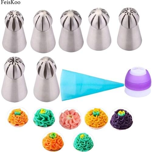 Cake Decorating Tools 9pcs/set Russian Spherical Ball Stainless Steel Icing Piping Nozzle Pastry Tips Fondant Cupcake Baking