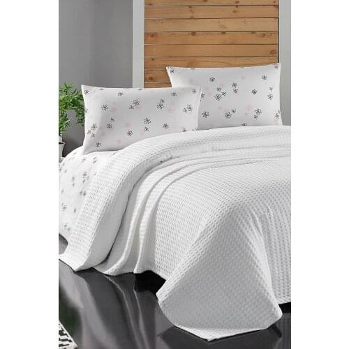 2021 PIQUE Set Turkish Cotton With Pillowcase Bedspread Sets Bed Linen Sheet Modern For Summer Full Size Duvet Cover White Solid
