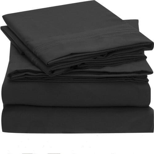 Bedding Set Fitted sheet Flat sheet Pillowcase 3/4pcs US Size Solid Twin Full Queen King California King Bed sheet Set black