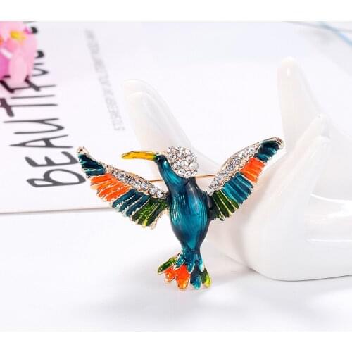Blue flying bird set with rhinestone animals Brooches for Women Enamel Brooch Pins Jewelry Accessories