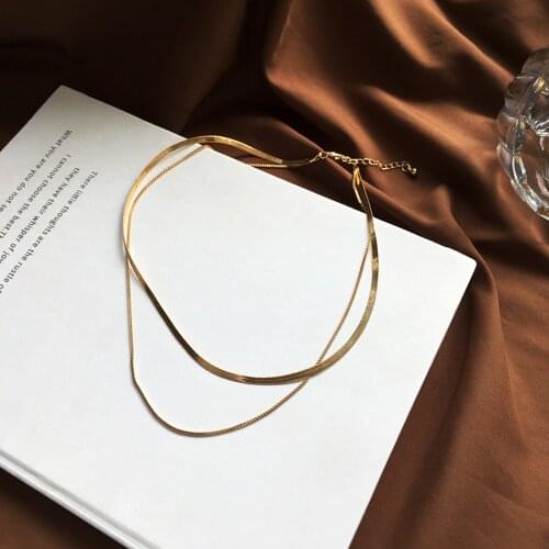 Contracted Style Double Necklace Women Chain Collarbone Chain Accessories