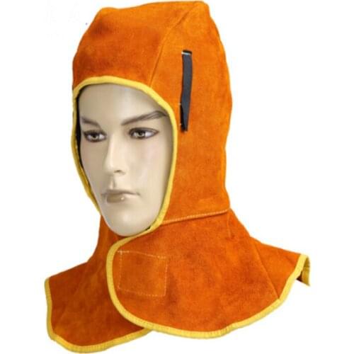 Leather welding hood head cover welding leather safety hood helmet protective cap working welder hood