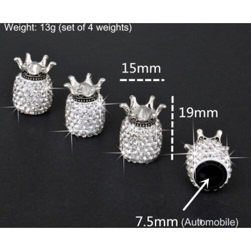 Tire Valve Stem Caps for Auto Bike Motorcycle Valve Covers Valves Crystal Car Accessories for Women Crown Crystal Valve Stem