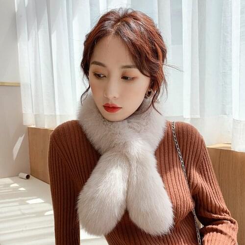 Lantafe Fur Scarf Fox Fur Women Scarf New Keep Warm Thickened Scarfs Solid Color Autumn And Winter Suitable For Young