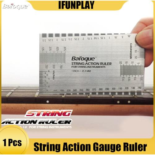 Guitar String Action Gauge Ruler Baroque Guitar Bass String Pitch Luthier Tool for String Instruments New Silver Guitar Parts