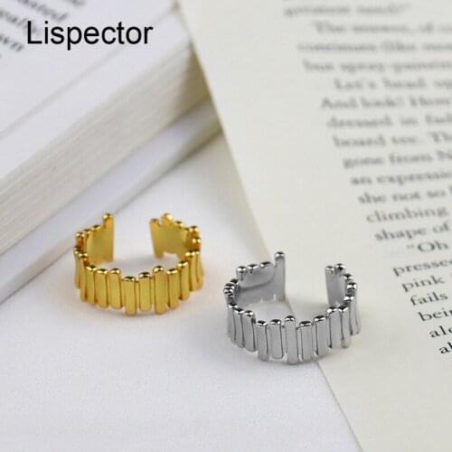 Lispector 925 Sterling Silver Korean Fences Irregular Rings for Women Cute Minimalist Open Ring Bridal Wedding Unisex Jewelry