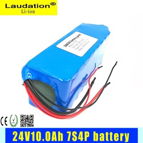 Laudation 24v Battery Pack 24V 10Ah Electric Bicycle Lithium Ion Battery 29.4V 10Ah 15A BMS 250W 350W 18650 Battery Pack Motor
