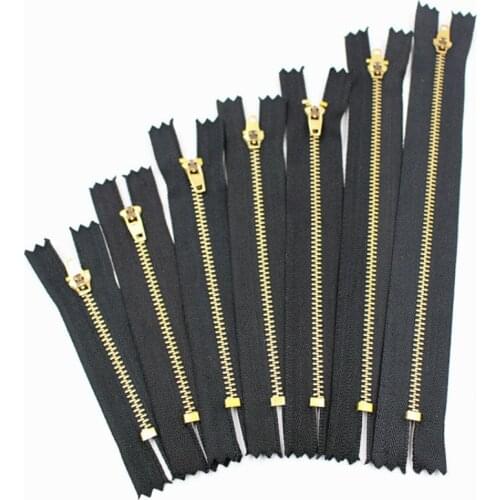 3# Copper Zipper Black Tape Jeans Zippers Fastener Casual Pants Zipper Slide Fastener Belt Diy Sewing Accessories 10 Pcs/lot