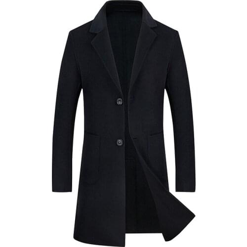 Shanghai Story Mens Winter Long Wool Jacket Coats Classic Male Windbreaker Trench Coat Casual/Business Single Breasted Overcoat