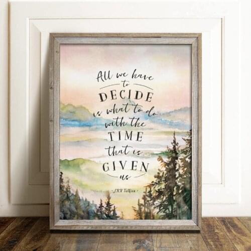 Wall Art Canvas Painting The Rings King Classic Movie Poster Print Watercolor Tolkien Inspirational Home Decoration