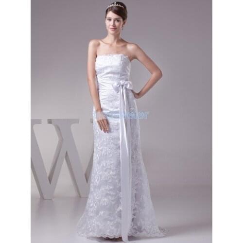 New design fashion bride long lace up bridal gown belts custom size/color white/ivory lace mother of the bride dresses