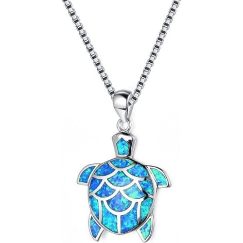HOT SELL Simple Unique Personality Blue Fish Fillet Turtle Pendant Necklace Women Wedding Birthday Christmas Party Jewelry Gifts