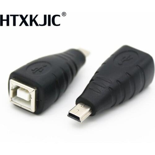 Mini USB B type 5pin & Micro USB type 5pin male to USB 2.0 B Type Female Printer Scanner Adapter Black