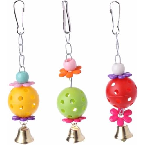 Pet Bird Parrot Chew Toys Climb Bites Bell Swing Hanging Cage Toy Cockatiel Parakeet Birds Supplies 3 Colors C42