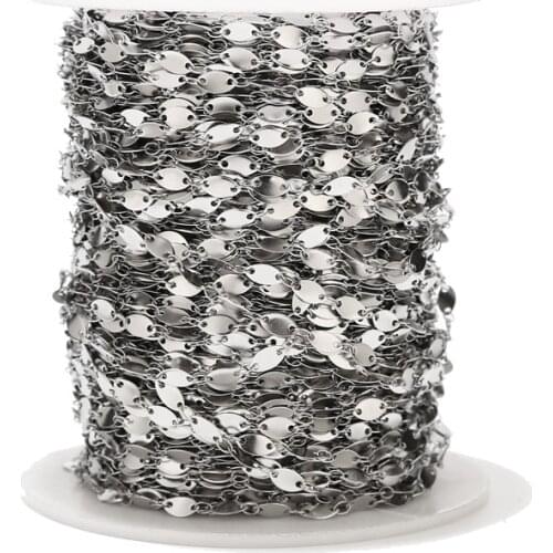 2Meters Stainless Steel Gold Plated 4mm Width Chains Oval Soldered Handmade Link Chain for DIY Jewelry Necklace Making Findings