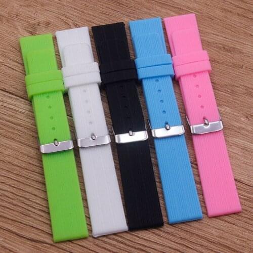 Watch Accessories Silicone Strap 20mm Pin Buckle Waterproof Breathable Child Lady Mens Watch Strap