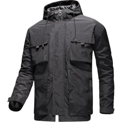 Spring summer fashion hooded windbreaker mens jacket light windbreaker coat large Outdoor hiking jacket