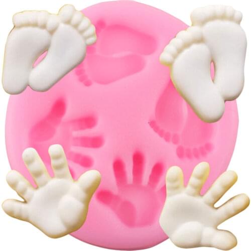 Hands Silicone Mold Feet Fondant Cake Decorating Tools Baby Birthday Cupcake Topper Molds Candy Clay Chocolate Gumpaste Moulds