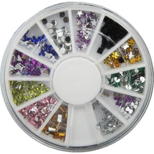 1Box(200Pcs) Mixed Acrylic Rhinestone For Needlework FlatBack Cabochon Scrapbook Decoration Craft DIY Embellishments Accessories