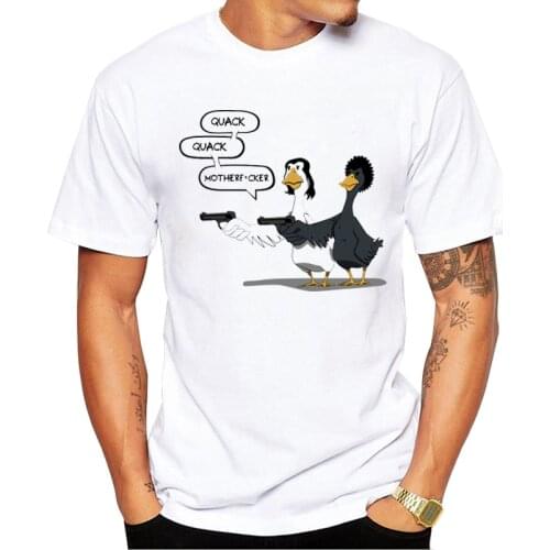 TEEHUB Hot Sales Fashion Duck Fiction Men T-Shirt Funny Duck With Gun Printed Tee Short Sleeve Casual Tshirts Hipster Tee